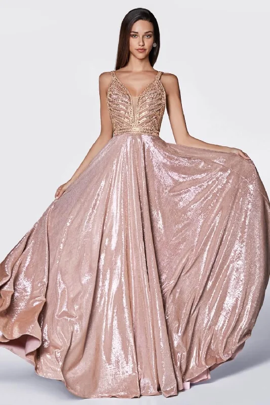 Flash Sale Or Flash Sales Cinderella Divine KC879 Long Metallic Prom Gown Evening Dress