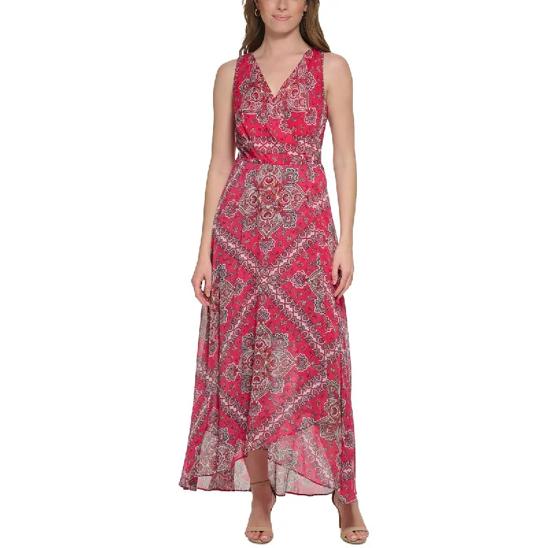 Durable Fashion Picks Tommy Hilfiger Womens V Neck Paisley Maxi Dress