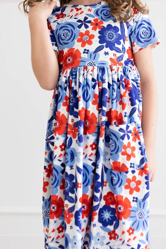 VIP Member Discount Happy 4th Floral Floral S/S Pocket Twirl Dress