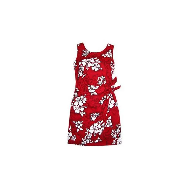 Flash Sales Today Seastar Red Short Hawaiian Sarong Floral Dress