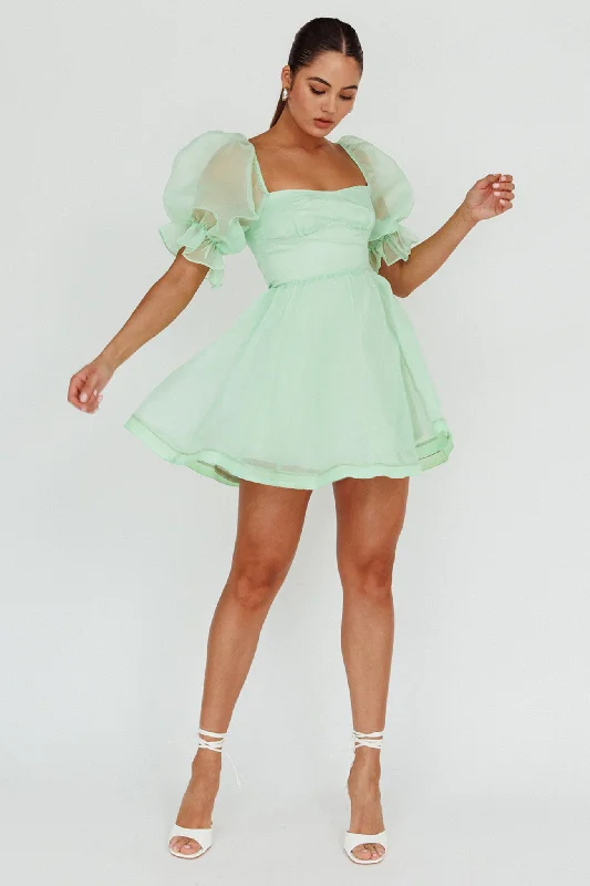 Clothing For Women I've Got Sunshine Puff Sleeve Mini Dress Mint