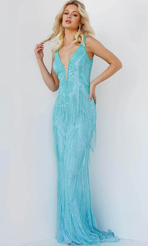 Flash Sale Clothing Jovani 22712 - Fringe-Styled Sheath Evening Gown