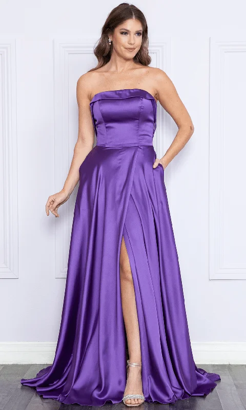 Bold Fashion Poly USA 9188 - Strapless Satin A-line Gown