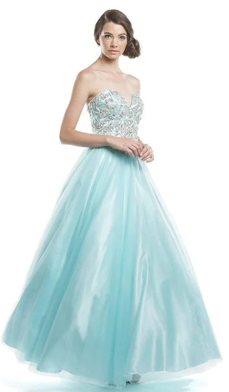 Women's Clothes Online Shopping Trevi Collection - Crystal Embellished Strapless Evening Gown