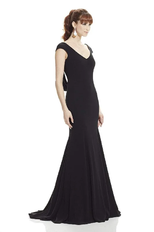 Clothes For Woman Theia V-Neck Cowl Back Stretch Evening Gown 882820 - 1 Pc. Fuchsia in size 2 Available