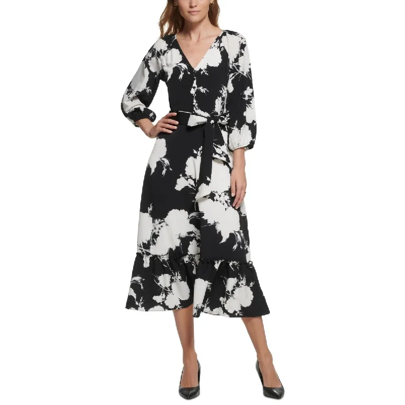 Timeless Elegance Karl Lagerfeld Paris Womens   Button Detail Long Maxi Dress