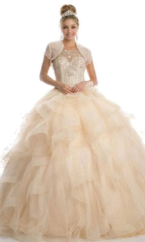 Women's Clothing Brands Juliet Dresses 1423 - Ruffled Beaded Scoop Quinceanera Gown