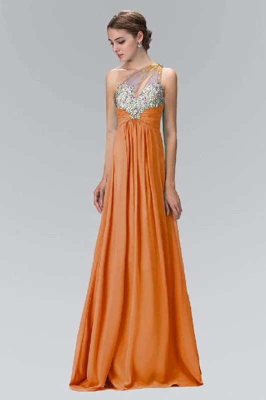 End Of Season Sale Elizabeth K - GL1138 Sheer Asymmetrical Ornate A-Line Gown