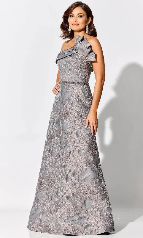 Trendy Women’s Apparel for All Seasons Ivonne D ID304 - Asymmetric Neck Brocade Evening Gown