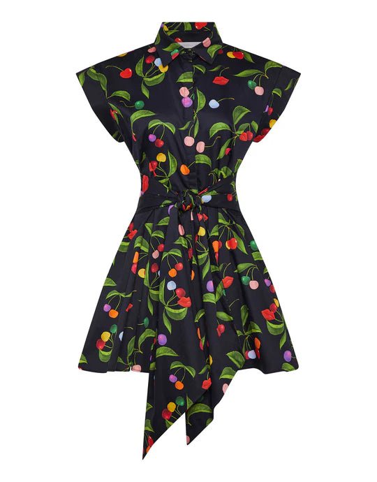 Save Big Helena Cotton Mini Dress W. Belt Cherry Black