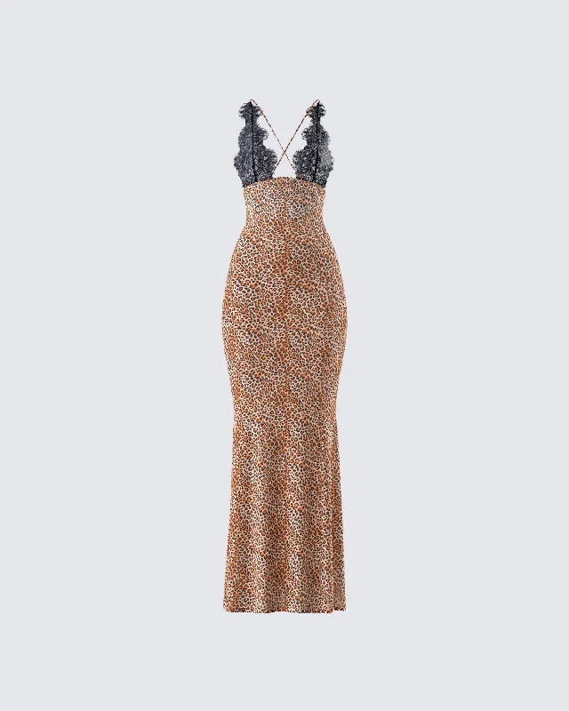 Special Offer Evodie Leopard Print Maxi Dress