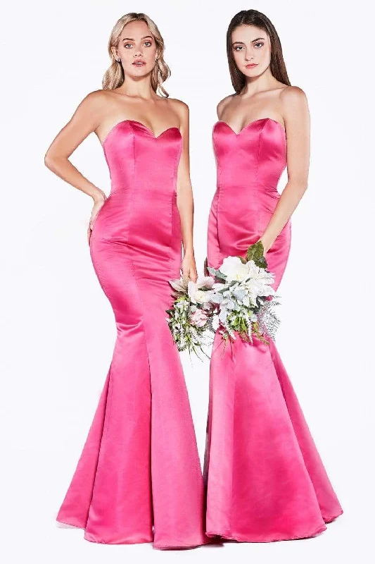 Online Boutiques Affordable Cinderella Divine - Strapless Sweetheart Neckline Satin Trumpet Gown 8792 - 1 pc FuchsiaI Size 22 Available