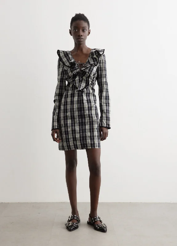 End of Season Sale Check Cotton Mini Dress