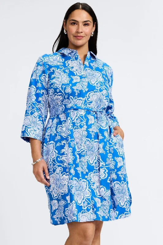 Women Clothing Rocca Plus No Iron Woodblock Floral 3/4 Sleeve Dress