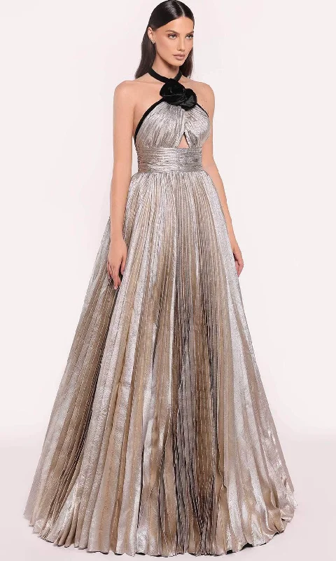 Women's Online Boutique Tarik Ediz 98808 - Metallic Halter Evening Gown