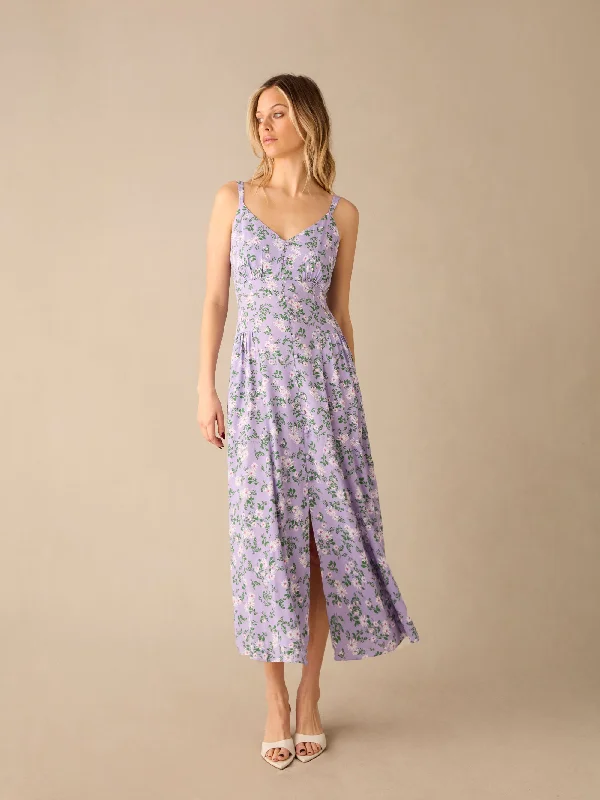 This Weekend Only – Best Prices Guaranteed Lilac Daisy Print Strappy Button Through Dress