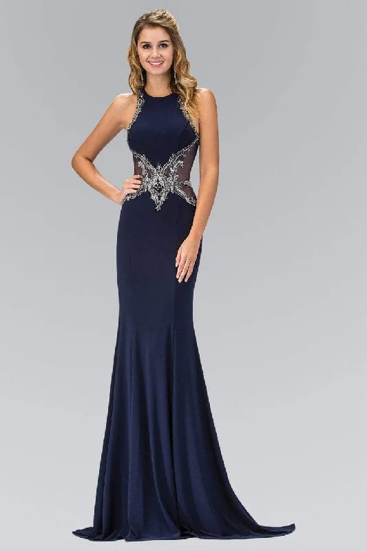 Stylish Basics Elizabeth K - GL1357 Embellished High Neck Long Gown