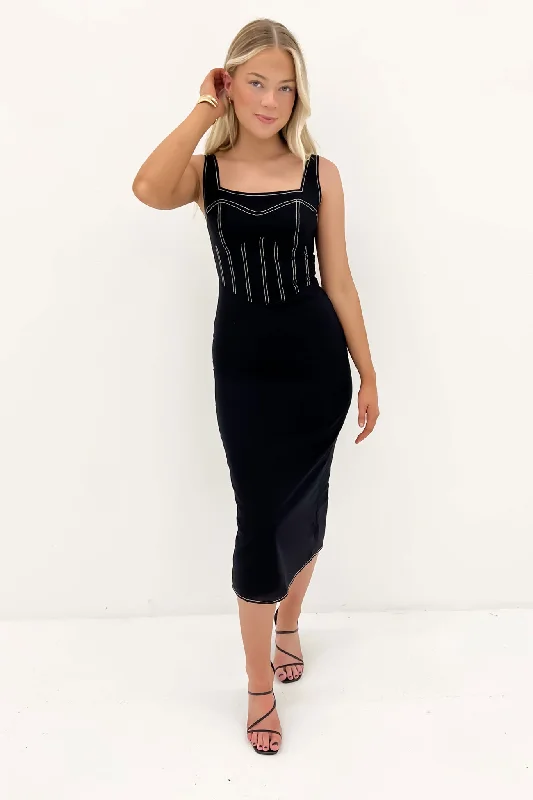 Eclectic Fashion Starlet Midi Dress Black