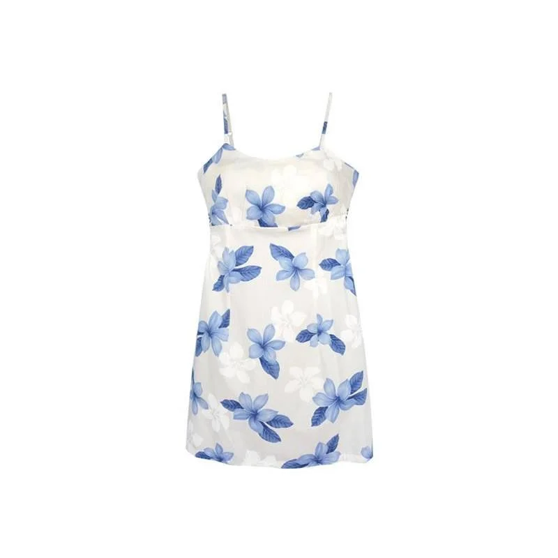 Clothing For Women Delight Blue Short Hawaiian Skinny Strap Floral Dress