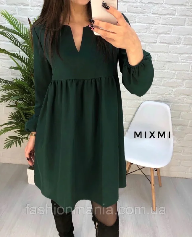 Eclectic Fashion Women Casual  High Waist Mini Dress Long sleeve Sexy V-Neck Solid Color Party Lantern Sleeve Dress 2021 Autumn New Fashion Dress