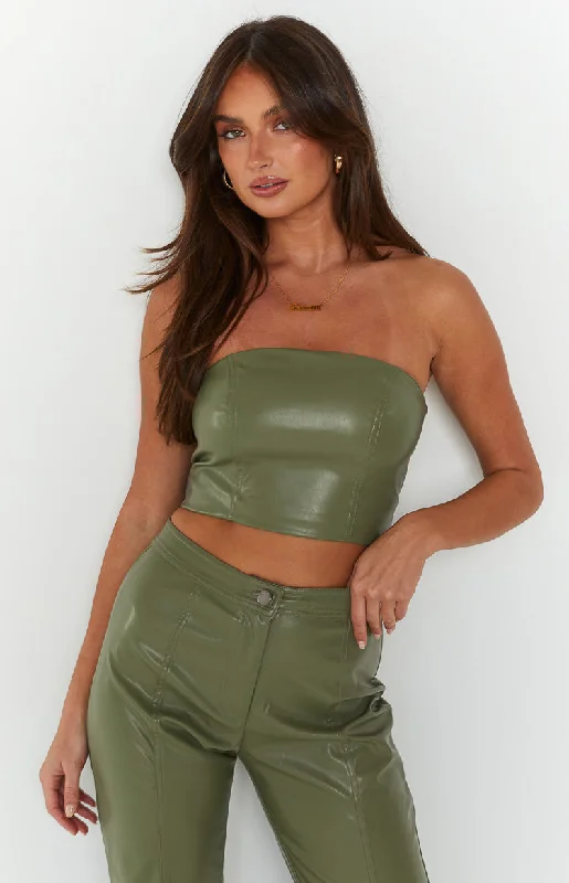 Style Breakthroughs Brielle Green Strapless Top