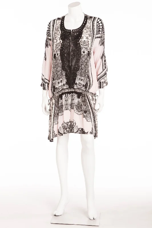 Trendy Street Style Clothing Roberto Cavalli - Leather Trimmed Crepe De Chine Mini Dress - IT 42