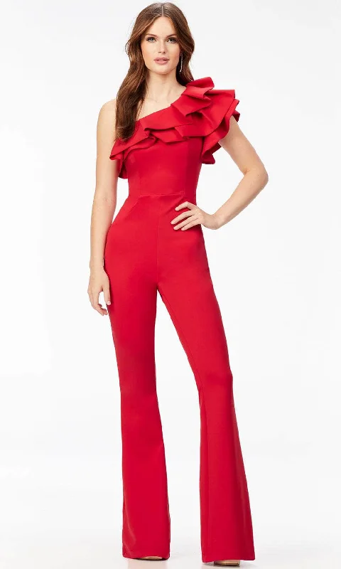 Sophisticated Outfits Ashley Lauren 11222 - Ruffled Asymmetric Jumpsuit