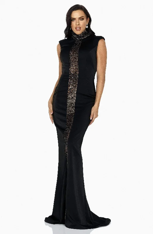 Sale Clearance Terani Couture - 2011E2046 Beaded High Neck Sheath Gown