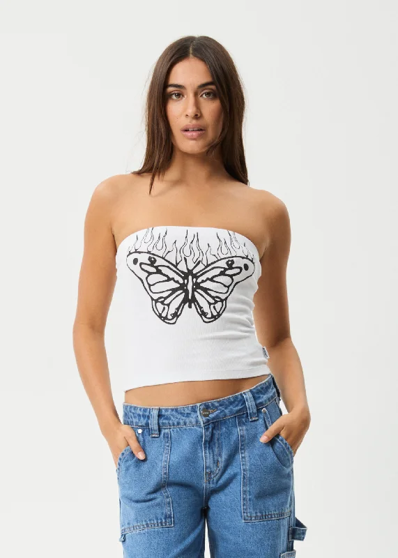 Online Clothing Stores AFENDS Womens Set Fire - Rib Tube Top - White