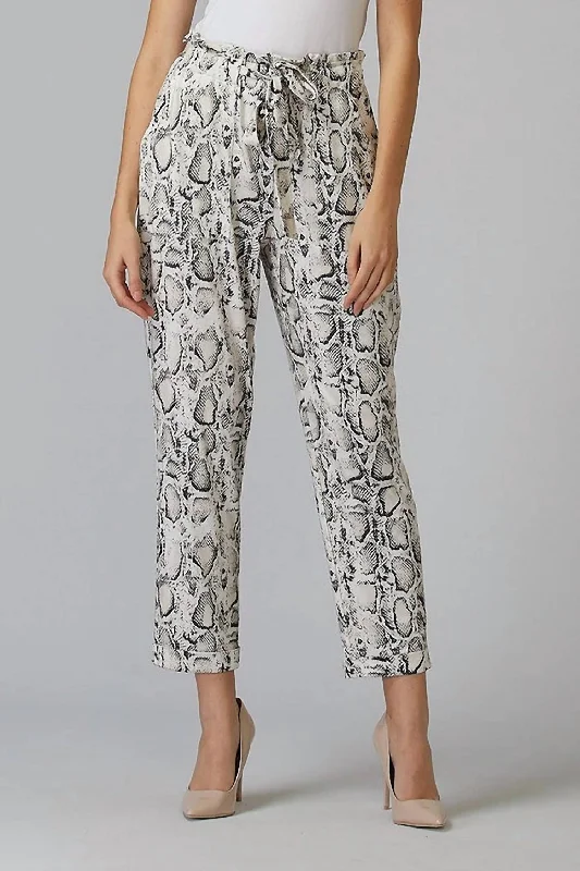 City Fashion Snakeskin Print Pants In Black