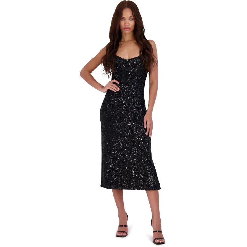 Chic Wardrobe Essentials BB Dakota by Steve Madden Women’s Sequined Sleeveless V-Neck Midi Dress