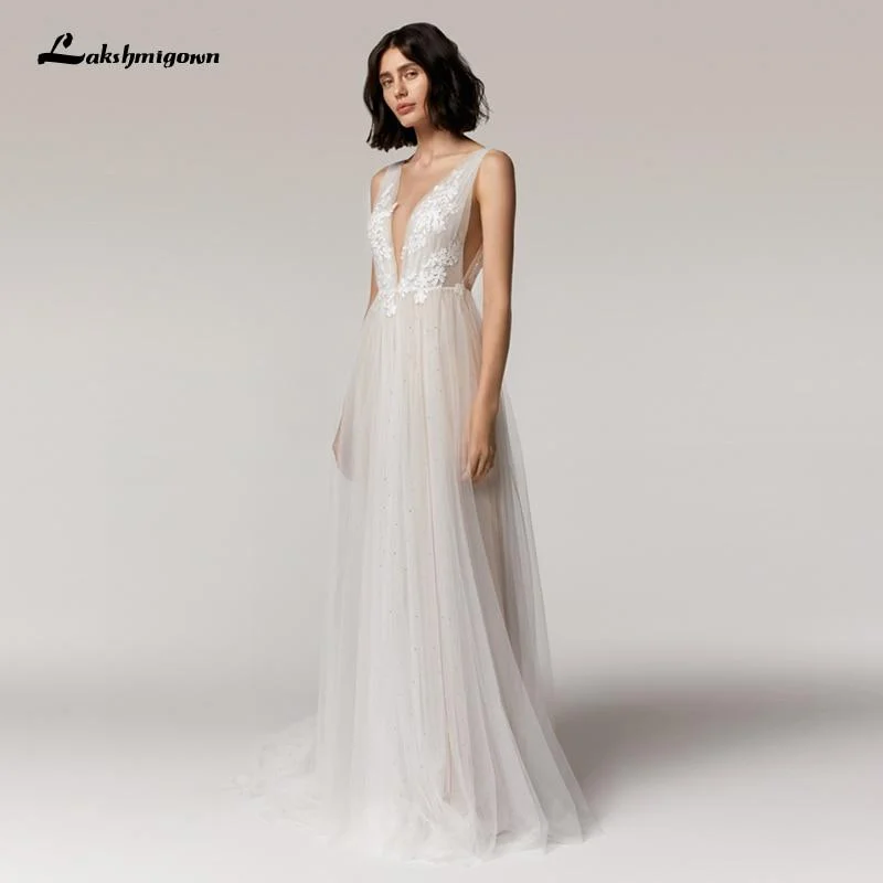 Premium Fashion Roycebridal Wedding Dress V-Neck Lace Appliques Princess Tulle