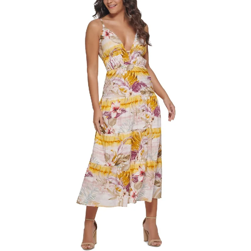 Limited Time Offer Guess Womens Tiered Cotton Maxi Dress