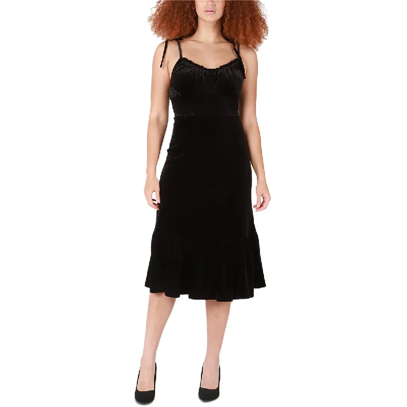 Online Boutiques Clothing Black Tape_ Womens Velvet Strappy Midi Dress