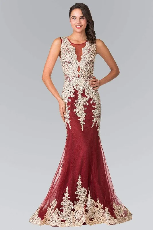 Fashion For Every Occasion Elizabeth K - GL1462 Ornate Lace Illusion Trumpet Gown