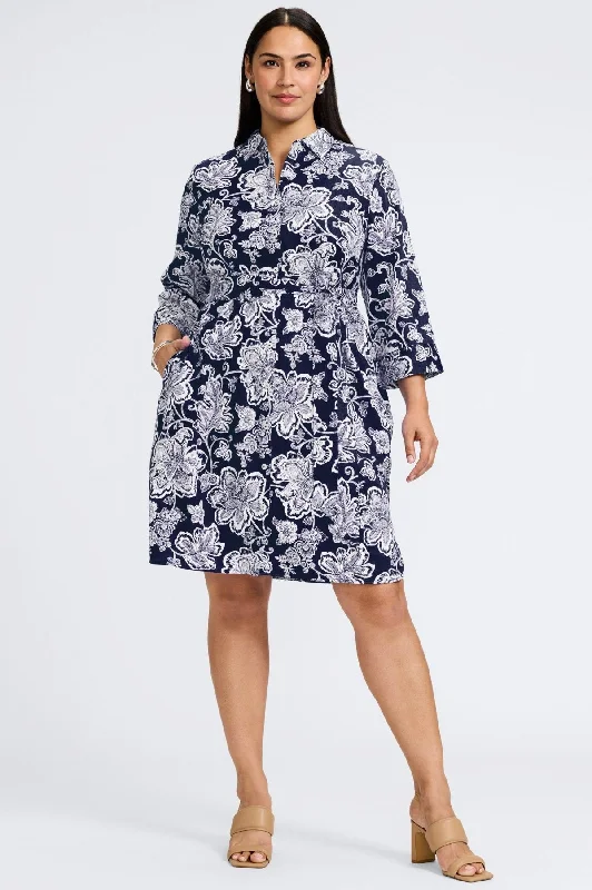 Navy/White Woodblock Floral