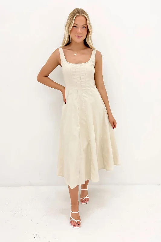 Affordable Online Boutiques Evan Midi Dress Beige