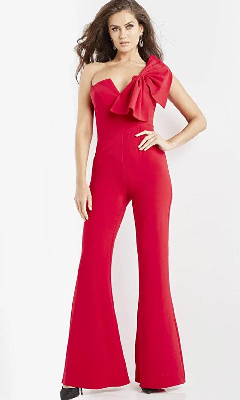 Current Trends Jovani 09525 - V-Neck Single Strap Jumpsuit