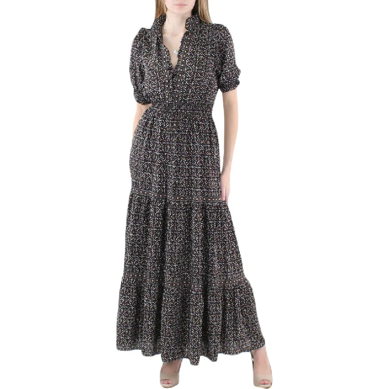 Imeless Style Max Studio Womens Printed Ruffled Maxi Dress