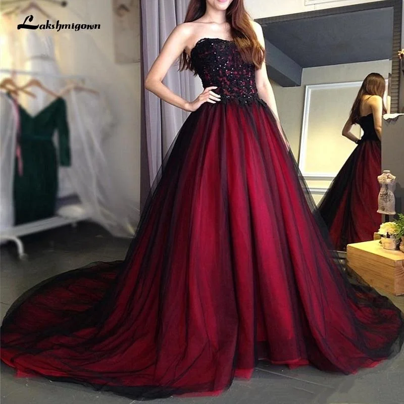 Trendy Styles Roycebridal wedding dress black and red Sweetheart Beading Lace Up