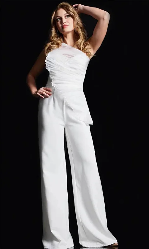 Shop Ladies Clothes Jovani 26171 - Ruched Detailed One-Shoulder Jumpsuit