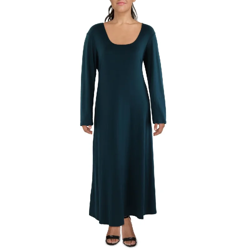 Woman Clothing 24seven Comfort Apparel Womens Plus Solid  Maxi Dress