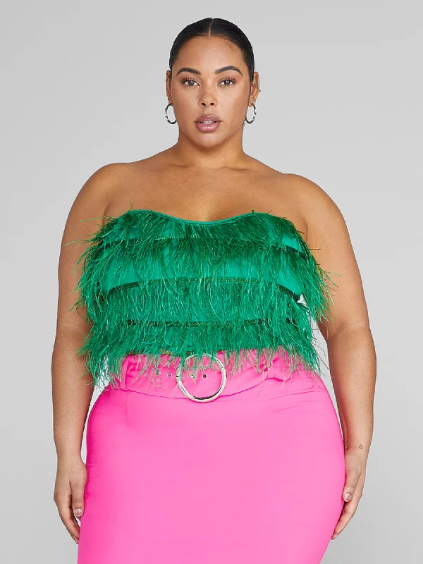 Women Wear Boutique Essie Faux Feather Tube Top