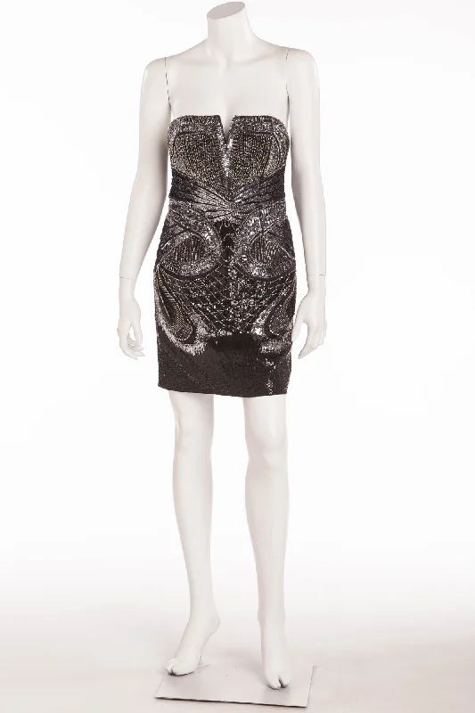 Laid-Back Elegance Roberto Cavalli - As Seen on Shakira - Brand New Black & Silver Embellished Mini Dress - IT 42