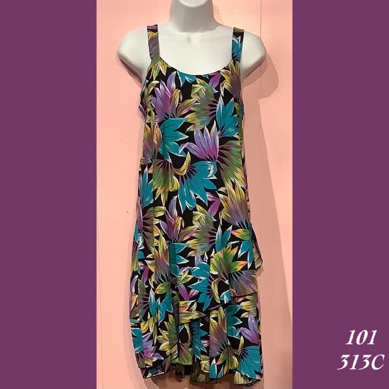 Exclusive Sale Rainbow Jo Floral Print Sundress Floral Tiered Midi Dress -101 - 313C