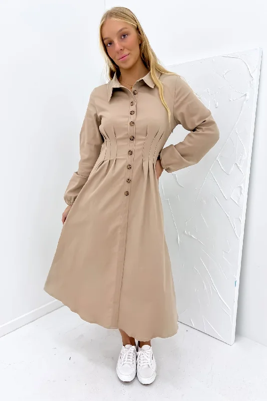 Trend Alert Bessie Midi Dress Tan