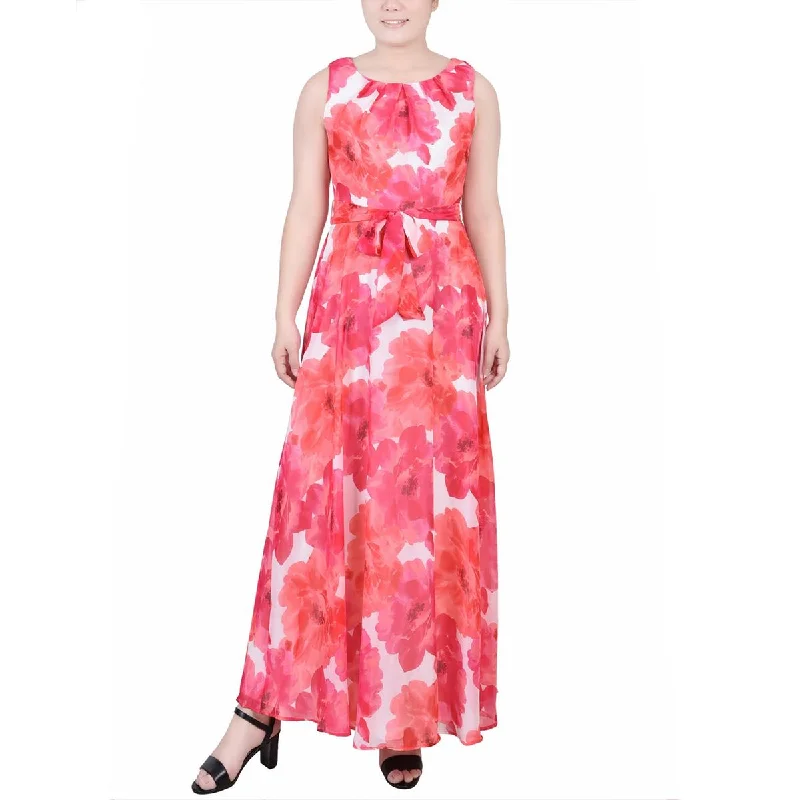 Versatile Wardrobe Essentials NY Collection Womens Petites Chiffon Printed Maxi Dress