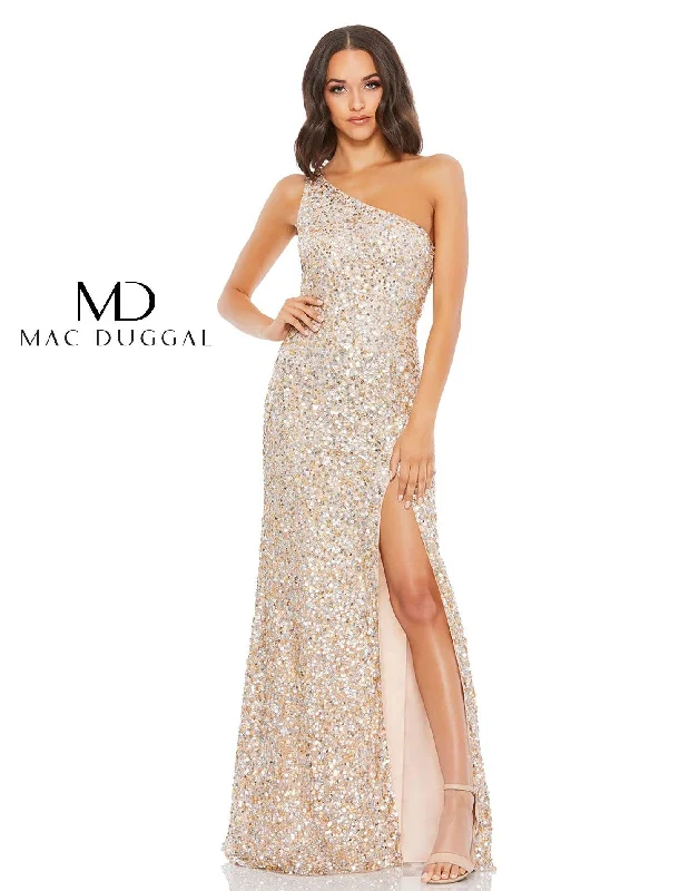 Free Spirited Fashion Mac Duggal 10729 Long One Shoulder Prom Dress