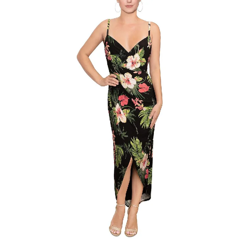 Modern Casual Clothing Rachel Rachel Roy Womens Plus Printed Faux-Wrap Maxi Dress