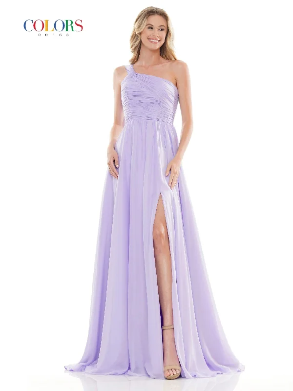 Flash Discount Colors 2714 Colors Long One Shoulder Prom Chiffon Dress